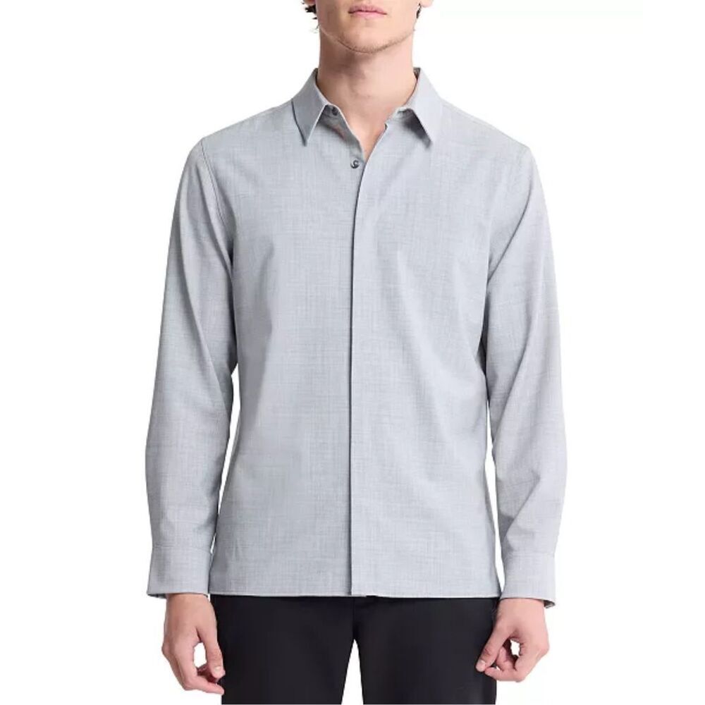 Calvin Klein NWT Classic-Fit Button-Down Shirt Grey Heather Medium